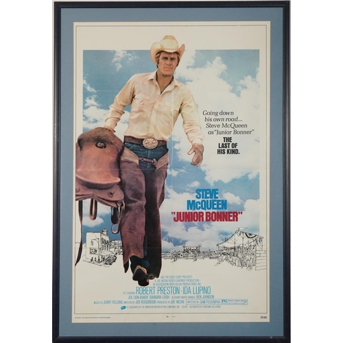 789 - Steve McQueen interest Junior Bonner film poster, copyright 1972 ABC Pictures Corp, USA, mounted, fr... 