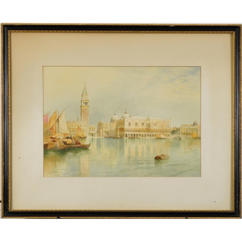 58 - Richard Henry Wright 1894 - Gondolas before St Mark's Square Venice, late 19th century watercolour, ... 