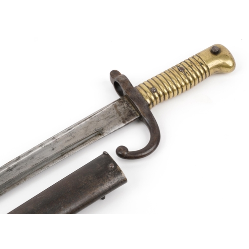 867A - French military interest long bayonet with scabbard, 72cm in length