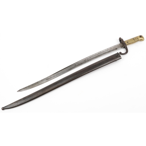 867A - French military interest long bayonet with scabbard, 72cm in length