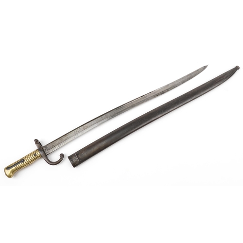 867A - French military interest long bayonet with scabbard, 72cm in length