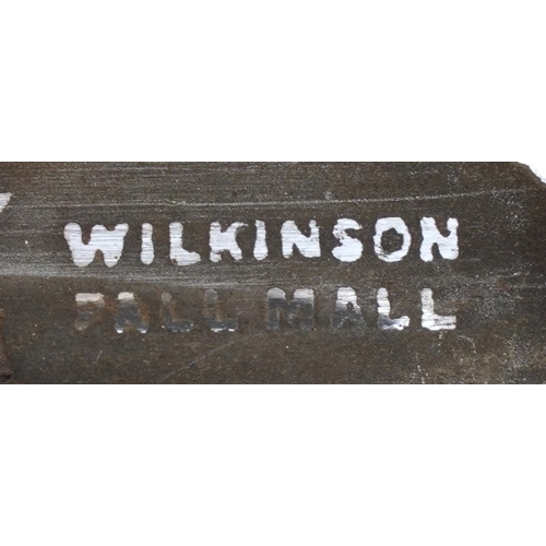 117 - Malacca walking swordstick by Wilkinson of Pall Mall with engraved steel blade, 86cm in length