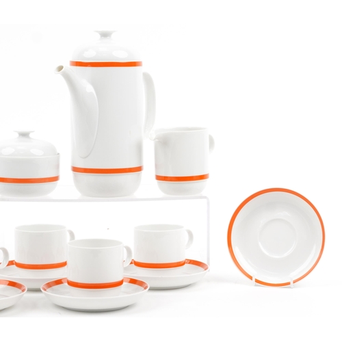 307 - Rosenthal studio line part coffee set comprising coffee pot, milk jug, lidded sugar bowl, five coffe... 