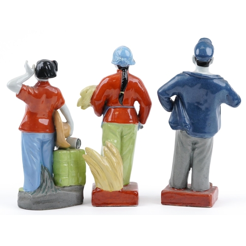 71 - Three Chinese porcelain Cultural Revolution propaganda figures, the largest 30.5cm high