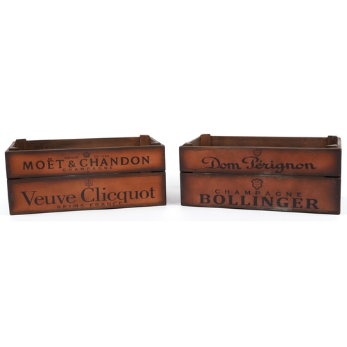 1329 - Two wooden advertising wine crates, 18.5cm H x 43.5cm W x 25.5cm D