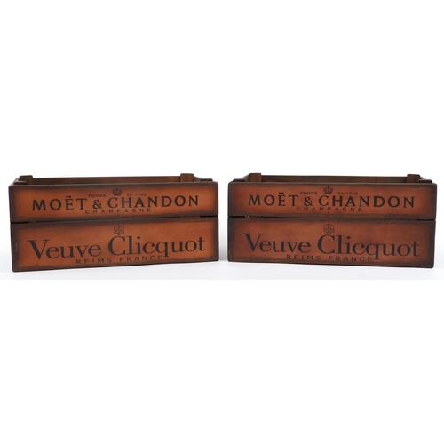 1329 - Two wooden advertising wine crates, 18.5cm H x 43.5cm W x 25.5cm D