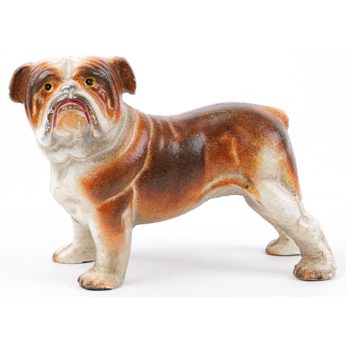 1369 - Painted cast iron study of a British Bulldog, 20cm in length