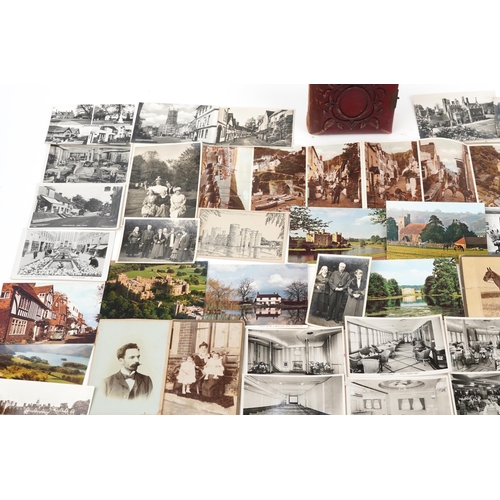 755 - Collection of Victorian and later postcards and a carte de visite photograph album housing various f... 