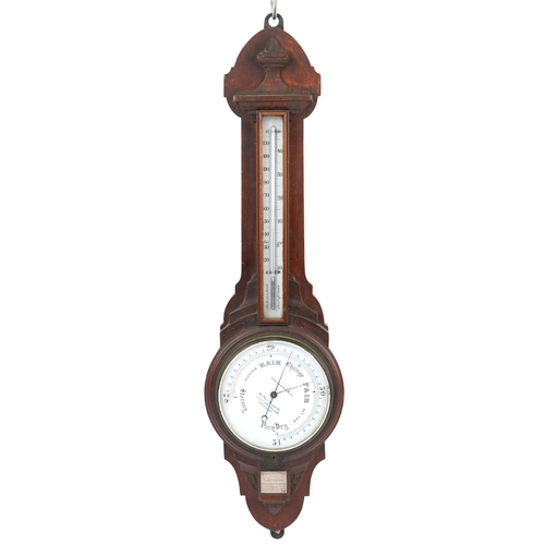 1376 - Military interest wall aneroid barometer with thermometer retailed by Callaghan & Co of New Bond Str... 