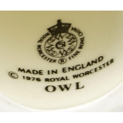 Royal Worcester owl candle snuffer, 8.5cm high
