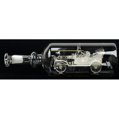 1234 - Lichfield glass car in a bottle with box, 32cm in length