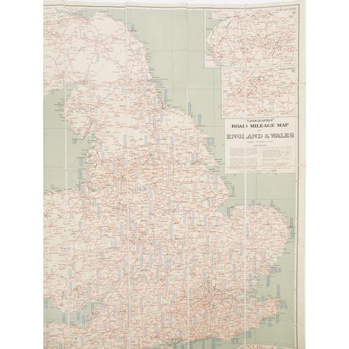 718 - Geographia canvas backed road mileage map of England & Wales with slip case, 126cm x 102cm