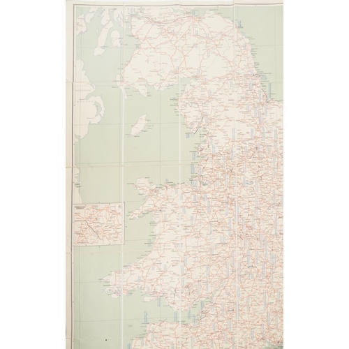 718 - Geographia canvas backed road mileage map of England & Wales with slip case, 126cm x 102cm