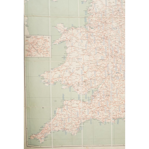 718 - Geographia canvas backed road mileage map of England & Wales with slip case, 126cm x 102cm