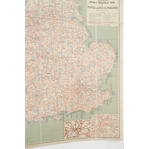 718 - Geographia canvas backed road mileage map of England & Wales with slip case, 126cm x 102cm