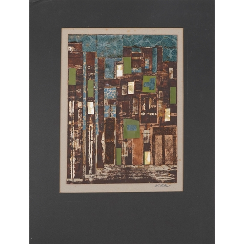 1508 - Karel Lek - Abstract composition and interior scene, two collages and an illustration titled The Egg... 