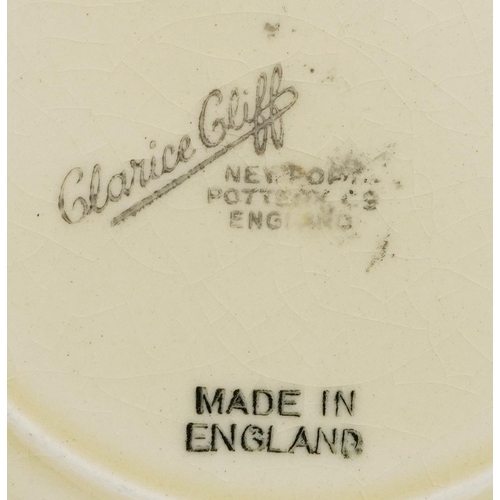 2 - Clarice Cliff, Art Deco Honeyglaze conical teaware hand painted in the Taormina pattern comprising c... 