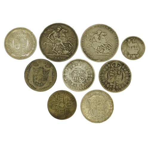 616 - George III and later coinage including 1819 crown and 1817 half crown