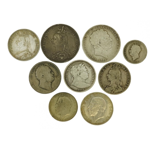 616 - George III and later coinage including 1819 crown and 1817 half crown