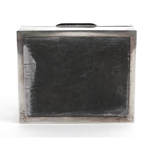 80 - Thomas William Lack, Art Deco silver cigarette box, the hinged lid with engine turned decoration, Lo... 