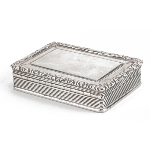 165 - Edward Smith, Victorian silver snuff box with hinged lid and engine turned body, Birmingham 1839, 7.... 