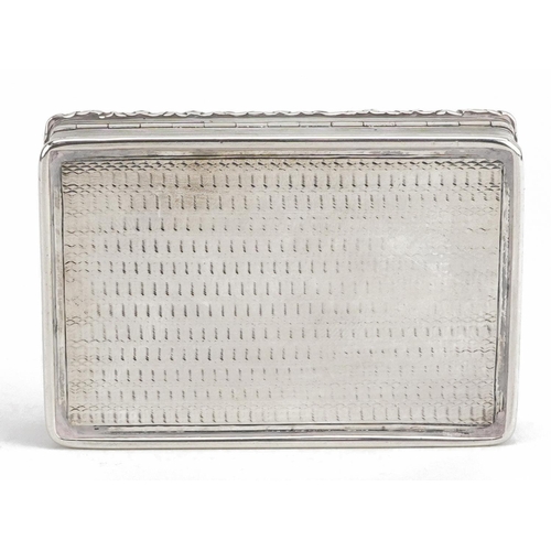 165 - Edward Smith, Victorian silver snuff box with hinged lid and engine turned body, Birmingham 1839, 7.... 