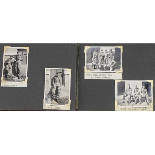 750 - Military interest black and white photographs of India arranged in an album including native workmen... 