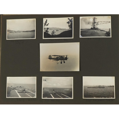 747 - Military and naval interest black and white photographs arranged in an album relating to Lieutenant ... 