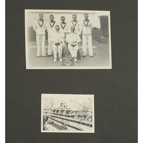 747 - Military and naval interest black and white photographs arranged in an album relating to Lieutenant ... 