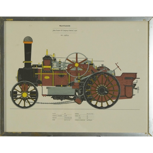 1726 - Traction engines including Wayfarer, Laura and Carry On, set of six prints in colour, framed and gla... 