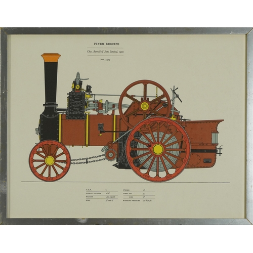 1726 - Traction engines including Wayfarer, Laura and Carry On, set of six prints in colour, framed and gla... 