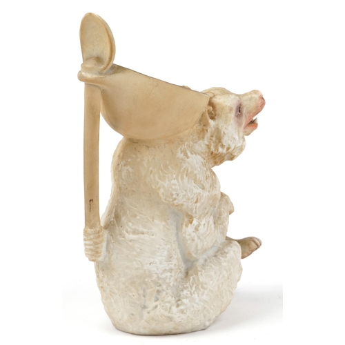 44 - Jean Gille, 19th century French bisque porcelain jug in the form of a bear, 20cm high
