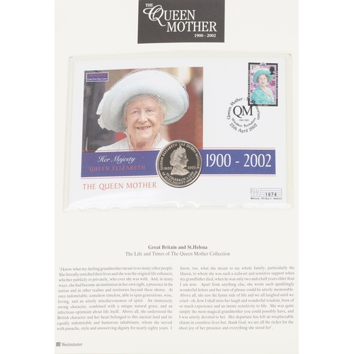 772 - Commemorative coin covers arranged in two albums including The Life and Times of The Queen Mother co... 