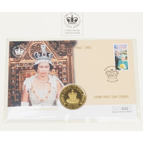 771 - The Queen's Golden Jubilee coin covers and stamps, some mint, arranged in two albums including Great... 