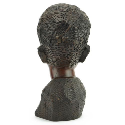 1488 - African tribal interest carved hardwood bust of a tribesman, 30.5cm high