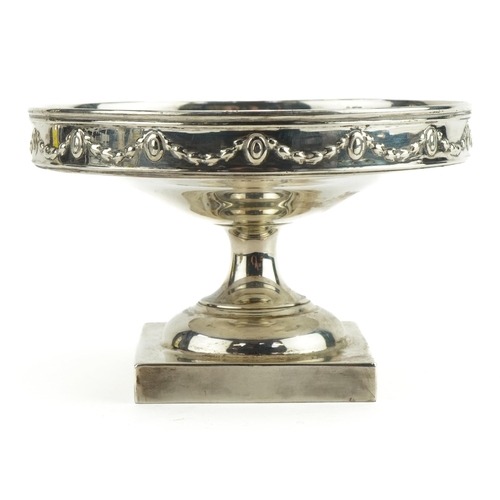 83 - S Blanckensee & Son Ltd, Regency style pedestal dish decorated in relief with swags, Birmingham 1927... 