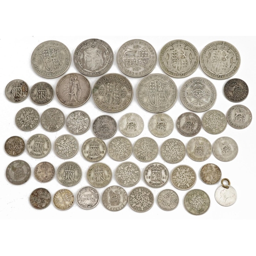 630 - Collection of predominantly pre 1947 British coins including half crowns and sixpences, 209.0g