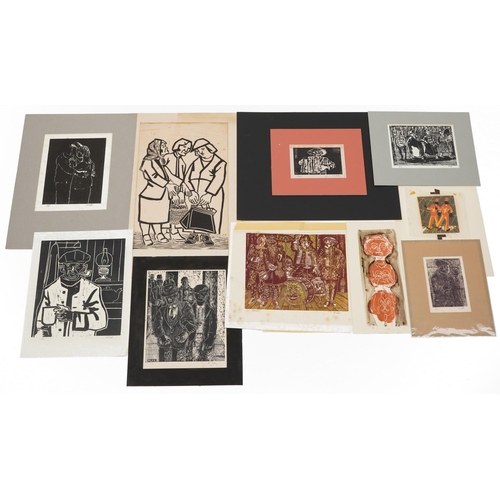 1512 - Karel Lek - Ten pencil signed Welsh prints, some mounted, each unframed, the largest 46cm x 29cm exc... 