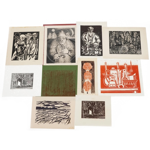 1513 - Karel Lek - Ten pencil signed Welsh prints, each unframed, the largest 45cm x 32cm excluding the mou... 