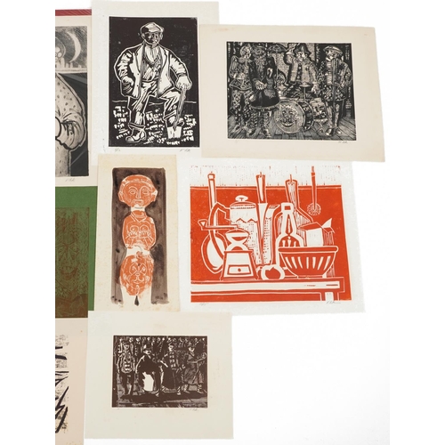 1513 - Karel Lek - Ten pencil signed Welsh prints, each unframed, the largest 45cm x 32cm excluding the mou... 