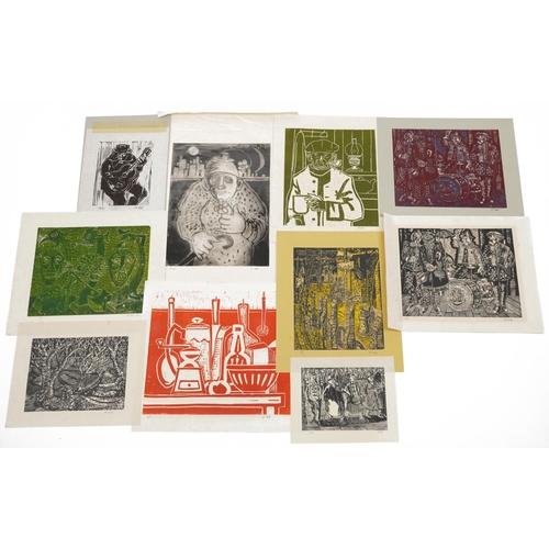 1514 - Karel Lek - Ten pencil signed Welsh prints, each unframed, the largest 53cm x 38cm excluding the mou... 