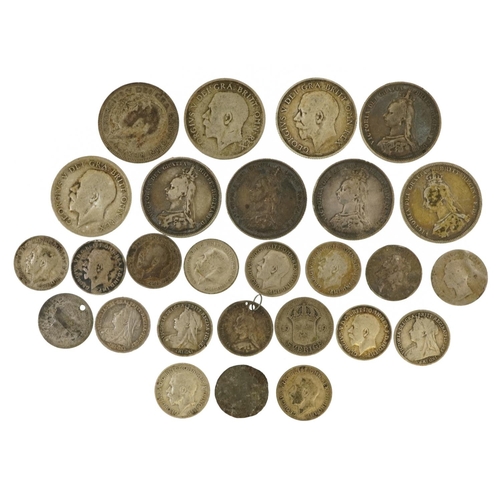 679 - Victorian and later coinage including shillings and thrupenny bits, 74g