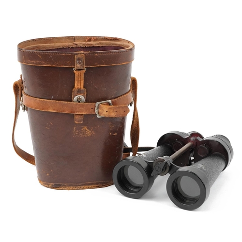 856 - Barr & Stroud, pair of military issue 7 x binoculars with leather case numbered 1900A, serial number... 