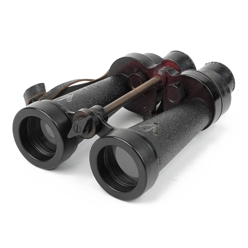 856 - Barr & Stroud, pair of military issue 7 x binoculars with leather case numbered 1900A, serial number... 