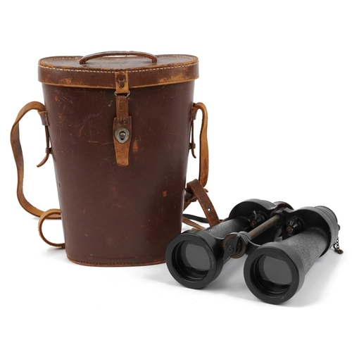 857 - Barr & Stroud, pair of military issue 7 x binoculars with leather case numbered 1900A, serial number... 