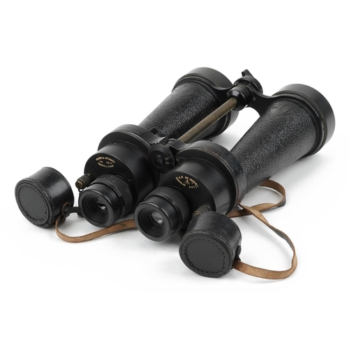 857 - Barr & Stroud, pair of military issue 7 x binoculars with leather case numbered 1900A, serial number... 