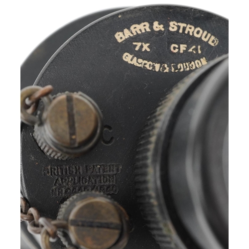 857 - Barr & Stroud, pair of military issue 7 x binoculars with leather case numbered 1900A, serial number... 