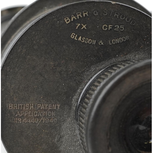 859 - Barr & Stroud, pair of military issue 7 x binoculars with leather case numbered 1949, serial number ... 