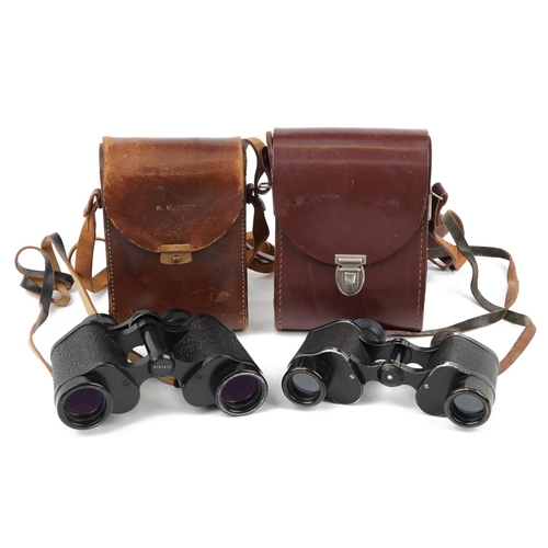 862 - Two pairs of Carl Zeiss Jena binoculars with cases comprising Telex 6 x 24 and Jenoptem 8 x 30