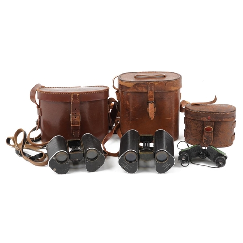 861 - Three pairs of vintage binoculars with cases including two pairs by Trieder Binocle C P Goerz of Ber... 